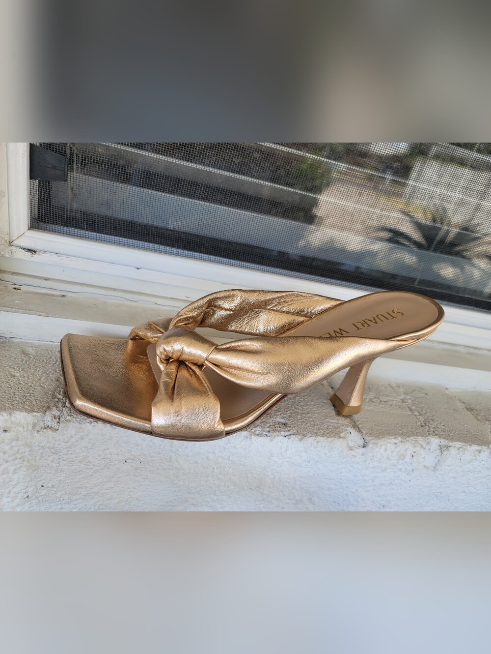 Stuart Weitzman Knot Metallic Sandals - Picture 12 of 13